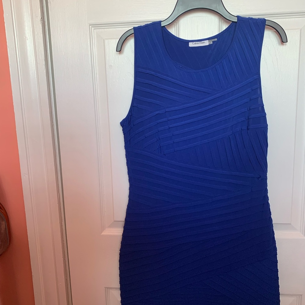 Calvin Klein Royal Blue Textured Mini Dress